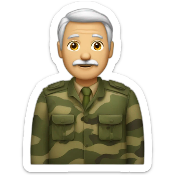 Hombre viejo pelo largo y con traje de camuflaje de hojas del ark sticker