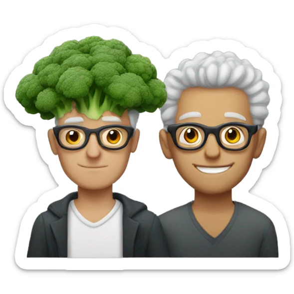 man in his 20s with broccoli hair and glasses in love with an aged man sticker