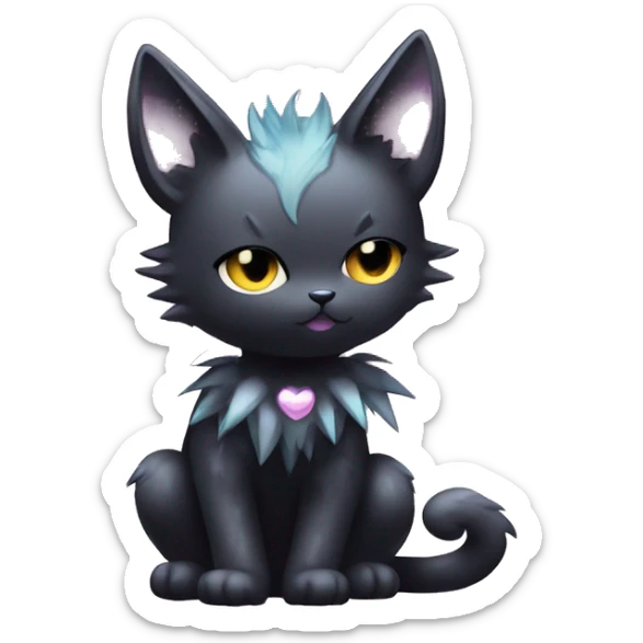 Shiny Cool Punk pastel Black beautiful ethereal fantasy Kawaii Sona Fakemon-cat-animal with edgy bat-wings-ears Full Body sticker