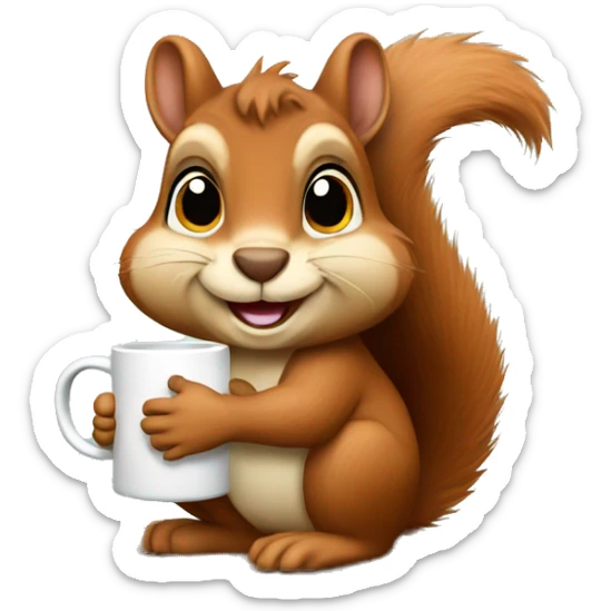 squirrel with a mug sticker