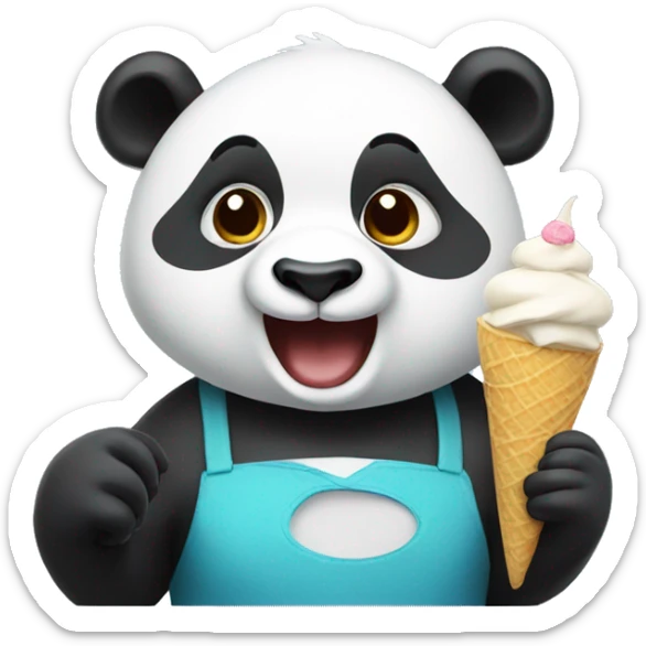 Panda eating ice cream sticker