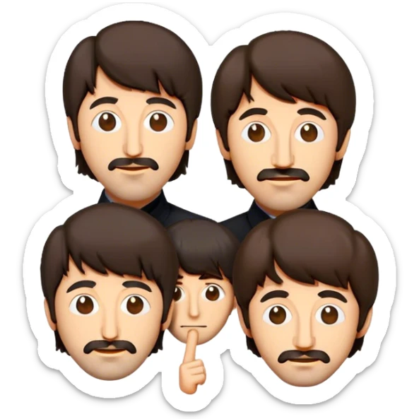 Cinematic Realistic The Beatles Pop Culture Emoji, showcasing an iconic, vibrant portrayal of the legendary band rendered with rich textures and nostalgic lighting that exude musical legacy. sticker