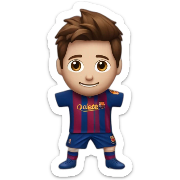 Messi dancing in a shiny women's dress with a Barcelona team shirt design sticker