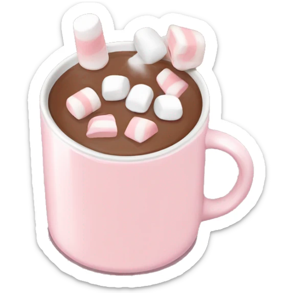 Light Pink mug of hot chocolate with marshmallows  sticker
