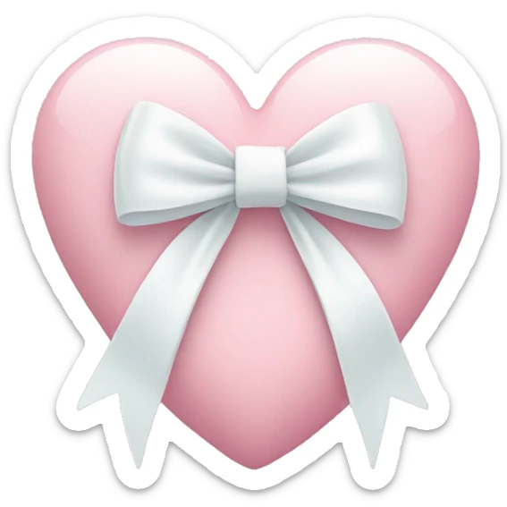 Pastel pink heart with white bow sticker