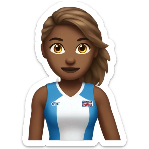 brown skin brown hair girl playing netball sticker