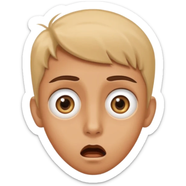 Shocked face with wide a big eyes on his face sticker