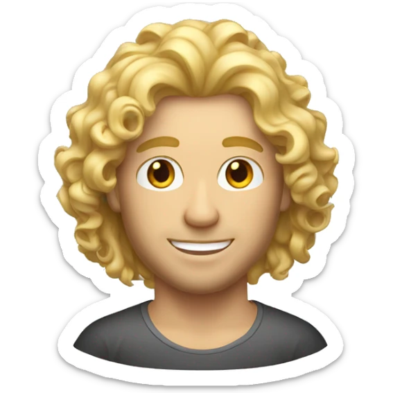 trevor blonde curly medium length hair adult man surfing on a surfboard sticker