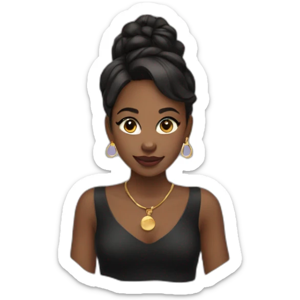 girl with gold hoop earrings wearing black dress sticker