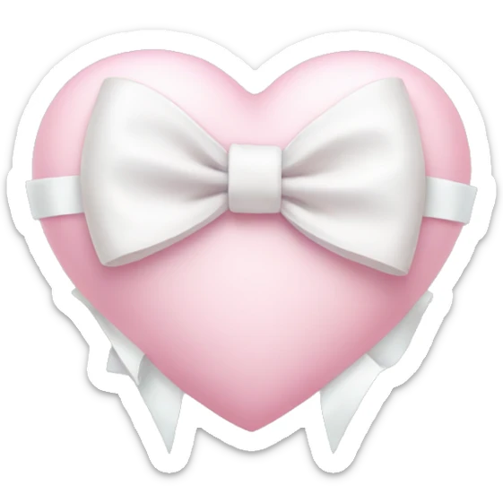 Pastel pink heart with white bow sticker