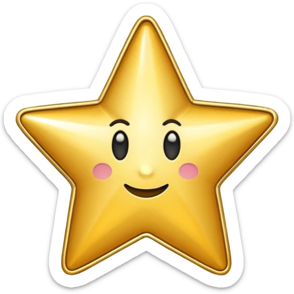 gold rating star emoji with the number 5 in the center, clear and bold sticker