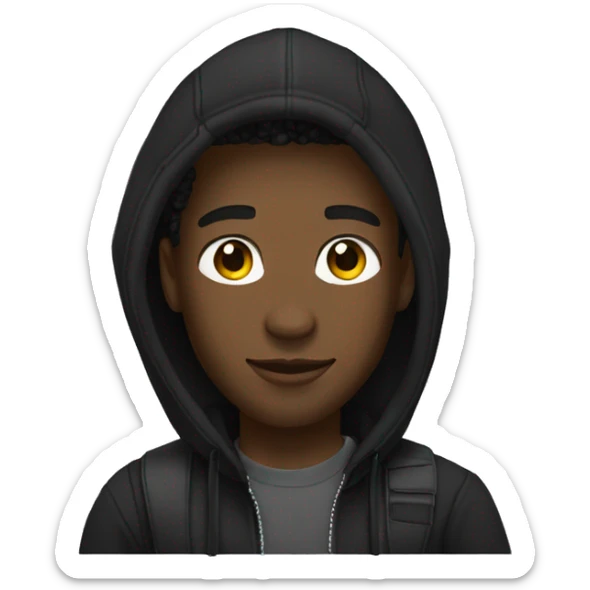 A black guy with locks wearing a black hoodie , a black jean and air max 95 black  sticker