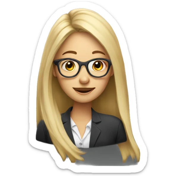 Long blonde hair girl marketing mentor wearing glasses and laptop sticker