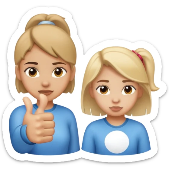 Girl with one hand giving thumbs up and the other hand giving thumbs down, showing mixed feelings sticker