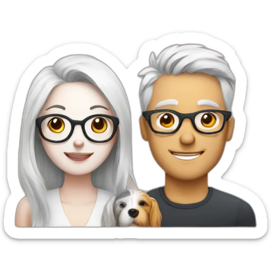 Man with glasses anda woman with a westie dog girl sticker