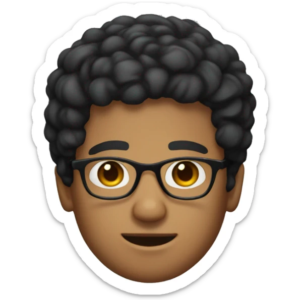 Guy with tan skin short curly black hair and a bread and glasses  sticker