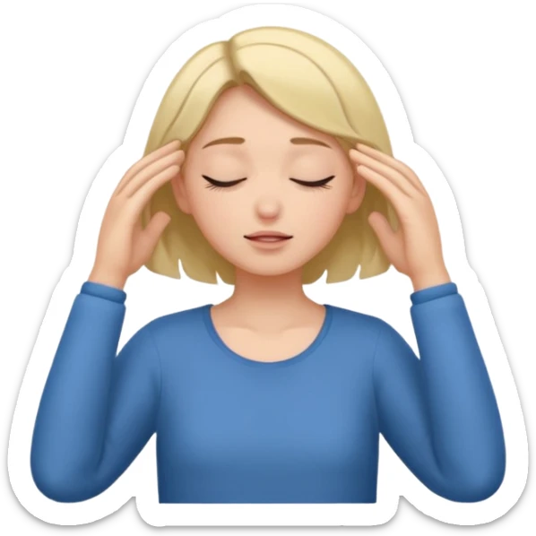 Girl tucks hair behind the ear with eyes closed nothing in hand sticker