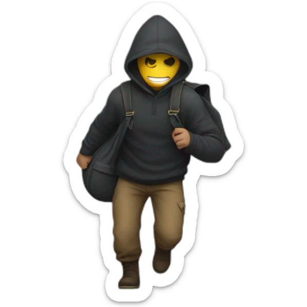 emoji of a thief carrying a bag of money on his back sticker