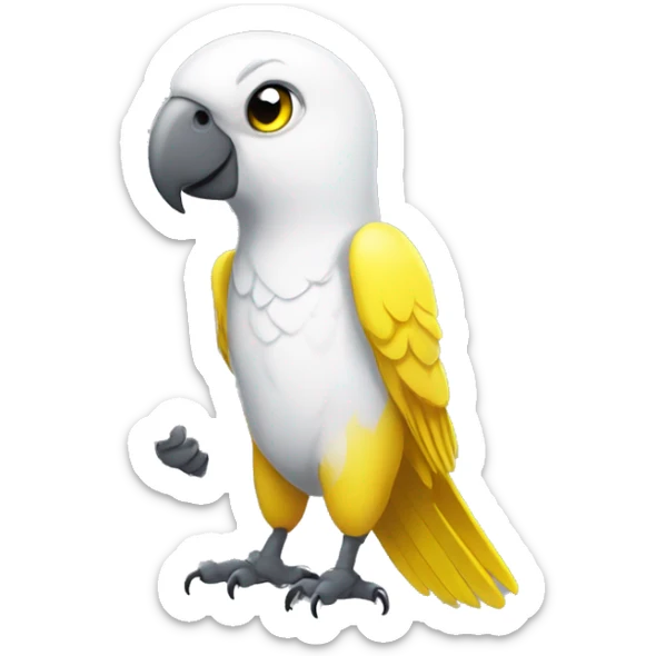 white and yellow parrot  holding a sign with the inscription i love you sticker
