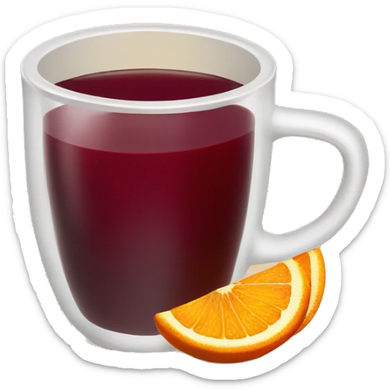 A Christmas mug of hot mulled wine, steaming with cinnamon and an orange slice. sticker