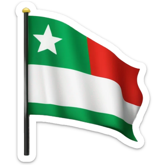 Bandera con tres líneas horizontales la primera de color verde la segunda de color blanca y la tercera de color negro, y con tres estrellas rojas  sticker