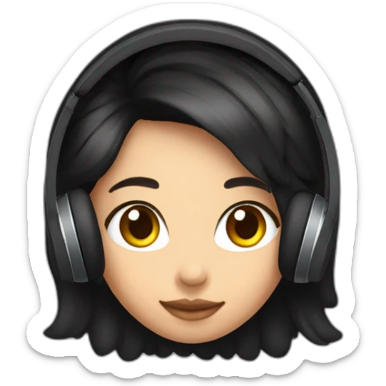 Emojis para chicas y chicos gamer color de cabello negro con auriculares tono de piel blanca para tiktok sticker