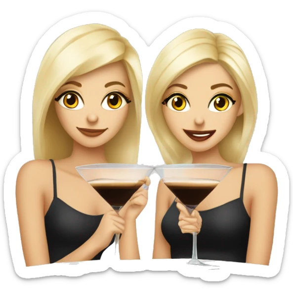 Two blonde girls in their 20s drinking espresso martinis in cocktail glasses sticker