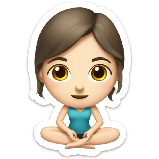 White girl brunette hair in Malasana yoga sticker