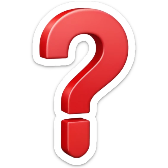 Generate a high-quality 3D cartoon-style emoji of a red question mark, smooth gradient colors, rounded and cute appearance, simple white background, high-resolution.
 sticker