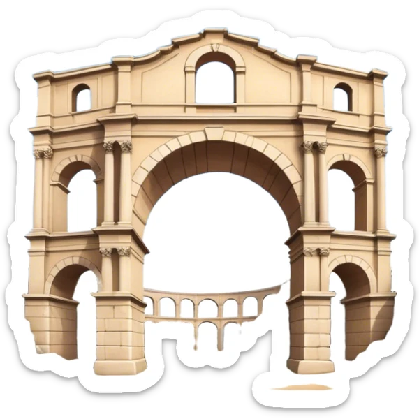 Cinematic Realistic Pula Arena Landmark Emoji, presenting the grand Roman amphitheater with towering stone arches. sticker