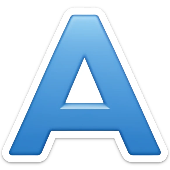 The image is a blue icon with the letter "A" in the center. The letter is in a bold, sans-serif font and is slightly tilted to the right. Below the letter, there is a smaller text that reads "10.9". The background is white and the icon is simple and minimalistic. sticker