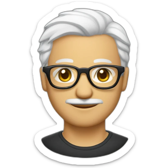 Viel homme mi-chauve cheveux courts blancs, avec lunettes rondes, sans moustache sticker