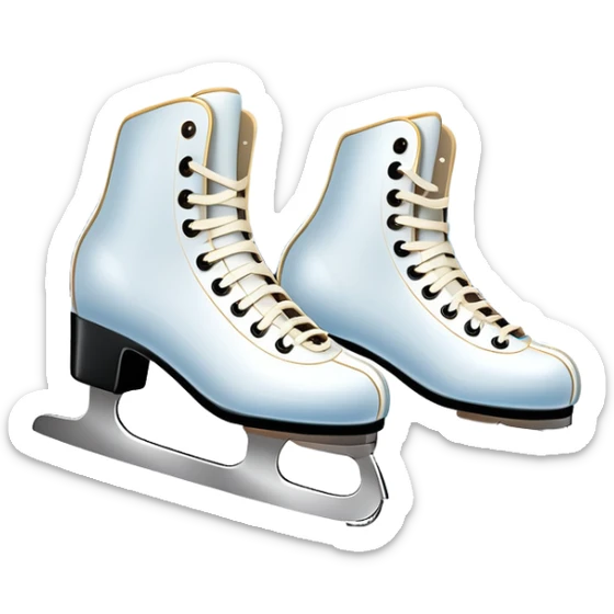 An icon showing a pair of elegant ice skates gliding across a smooth, frozen rink with snowflakes in the air. In the background, twinkling lights, winter trees, and cheering spectators create a festive atmosphere. Transparent background highlights the grace and charm of ice skating. sticker