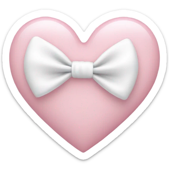 Pastel pink heart with white bow sticker