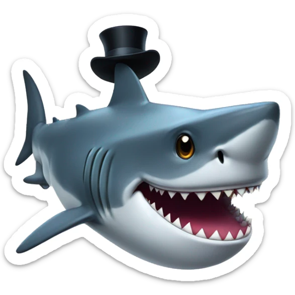 Shark with a top hat sticker