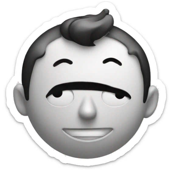 , a black and white cartoon guy with pointy ears made out of ink with a giant ink machine sticker