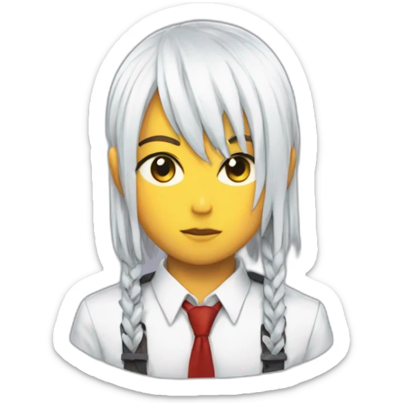 femel with fringe makima from chainsaw man with tied red hair a shirt and a a tie sticker