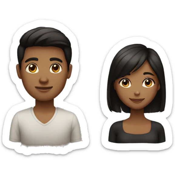 a couple. dark brown boy with black hair and a brown girl with straight hair  sticker