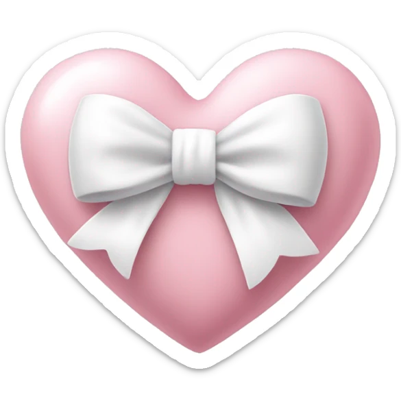 Pastel pink heart with white bow sticker