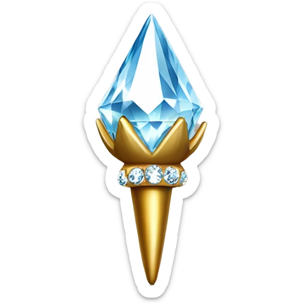 diamond Acorn, sparkling like a diamond, with short top and stem made of gold and diamond sticker