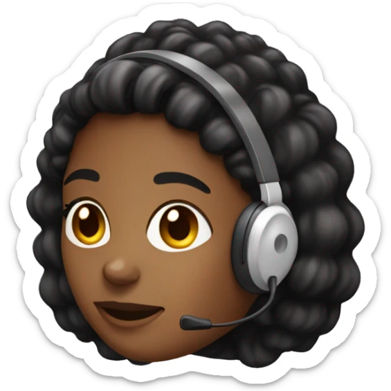 A african american female for inbound Q&A with a headset on for taking calls sticker