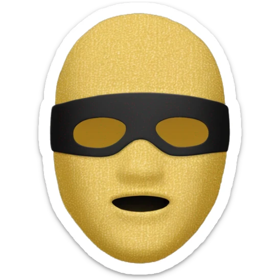 Sticker, a man wearing a black T-shirt and a black balaclava mask and a gold chain on his chest surrounded by a white outline, on a transparent background." sticker