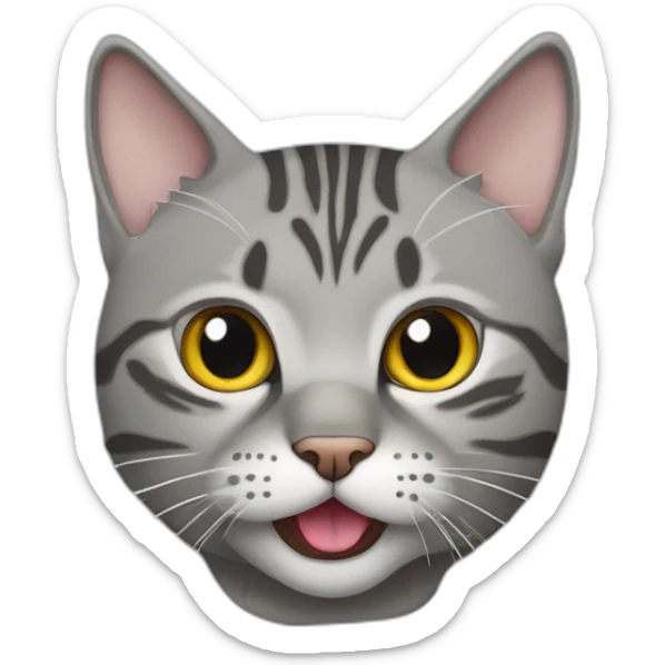 a Scottish outspoken grey tabby cat with a tongue sticking out of its mouth halfway sticker