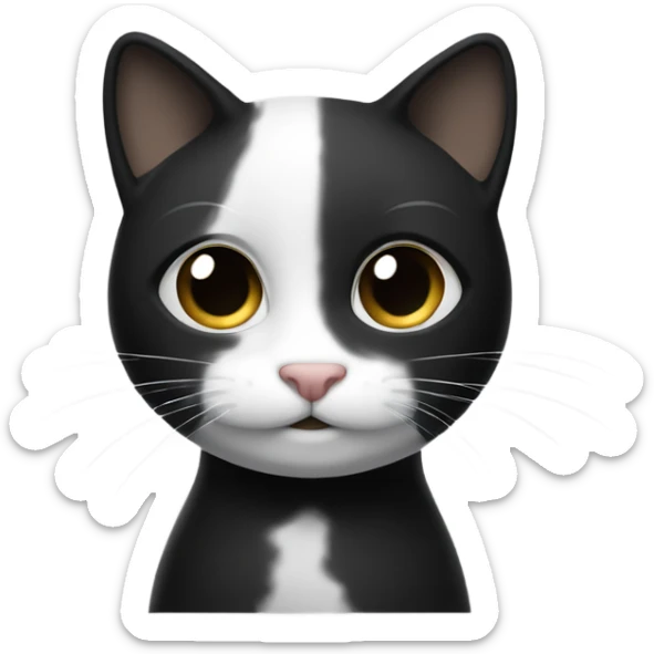 Un gato negro y blanco, la cara blanca con orejas negras tirando beso.  sticker