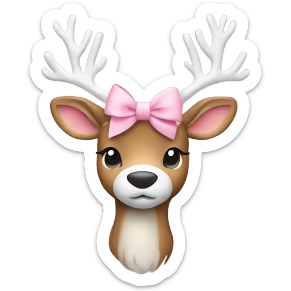 reindeer with light pink bow sticker
