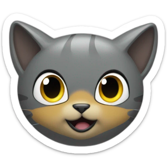 Looks hard cartoon steel kitty like pokemon on the rock sticker