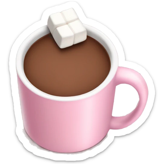 Light Pink mug of hot chocolate with marshmallows  sticker