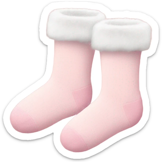 a pair of light pink christmas socks with fur sticker