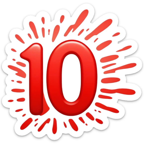 Bold red number 10000 with energetic double underlines like the 100 emoji, vibrant and dynamic design conveying extreme approval and excitement sticker