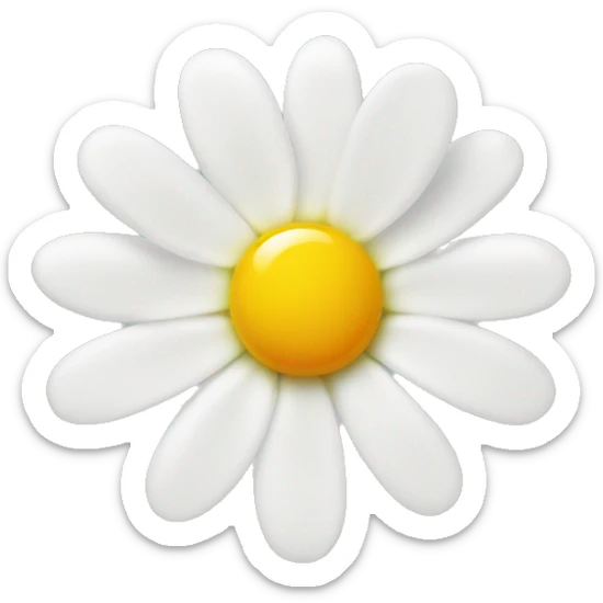 a solo white camomile with a yolk in the middle of it, no shadows sticker